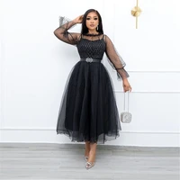 womens plus size dress pullover mesh temperament sweet wrap chest large size slim puffy dress party dresses female clothing