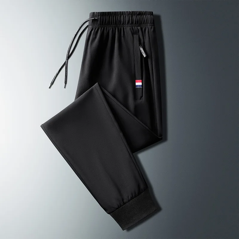 

Large Size Men's Summer Pants Big Size Loose Stretch Breathable Straight Leg Pants 5XL Quick Dry Elastic Band Black Trousers