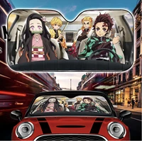 anime demon slayer team car auto sun shades windshield accessories decor gift