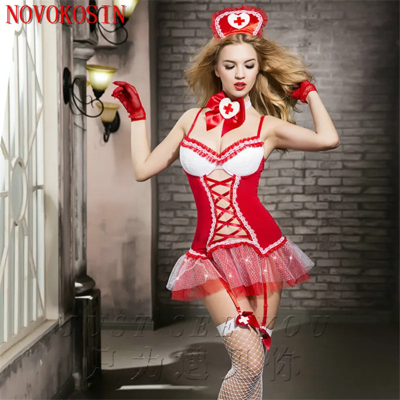2022 Медсестра Бело-Красная Женская Бинтованная Сетчатая Униформа для косплея, новое порно-ночной клуб горячее эротическое платье с перекрестным бантом.