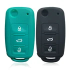 Чехол для ключей с тремя кнопками для Vw Golf 6 2009 Passat B5 Polo Sportline 2011, силиконовый чехол для ключа для Skoda Octavia 2, пульт дистанционного управления