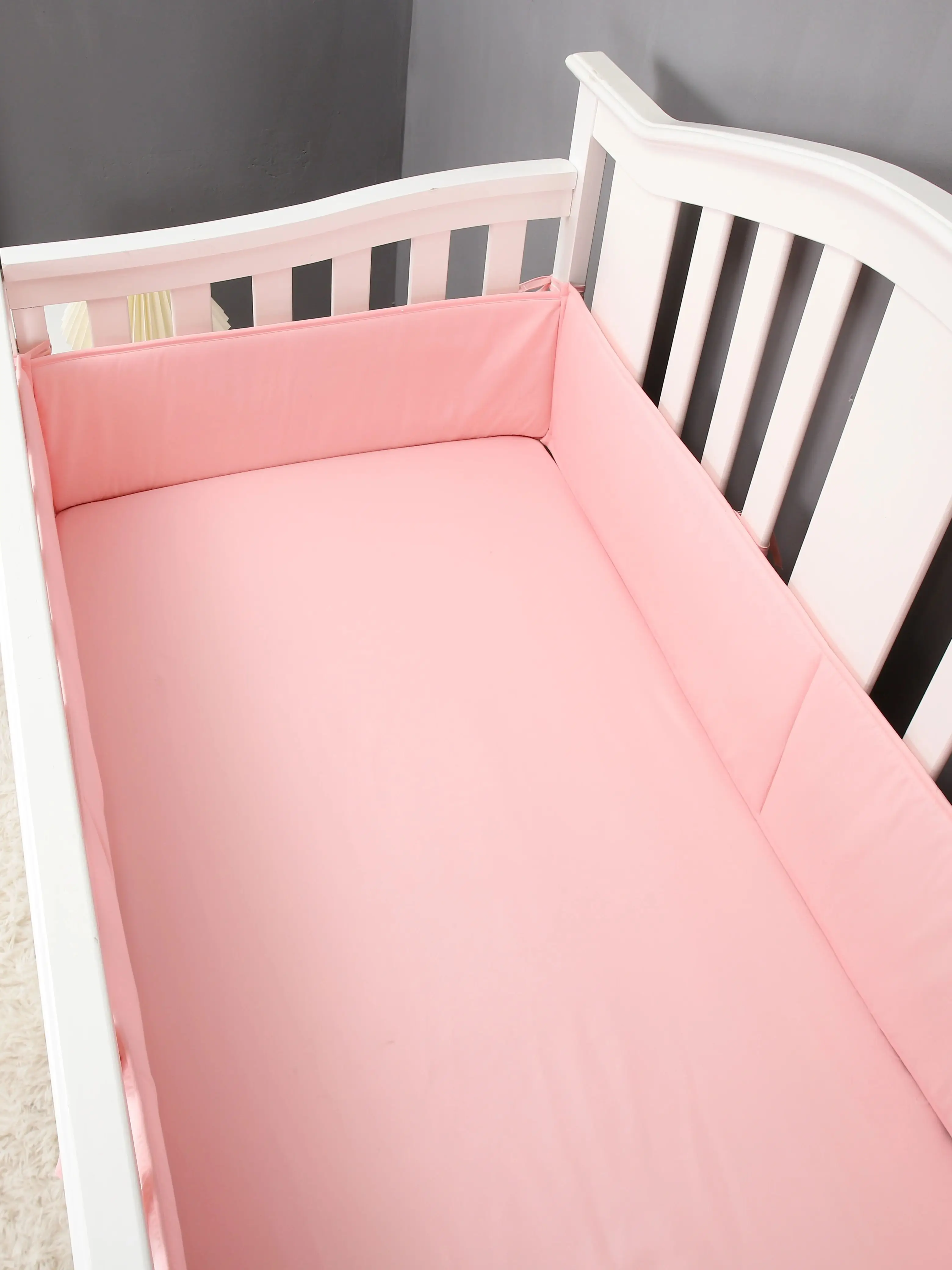 5 шт. однотонный комплект постельного белья для детской кроватки бампер защита (4