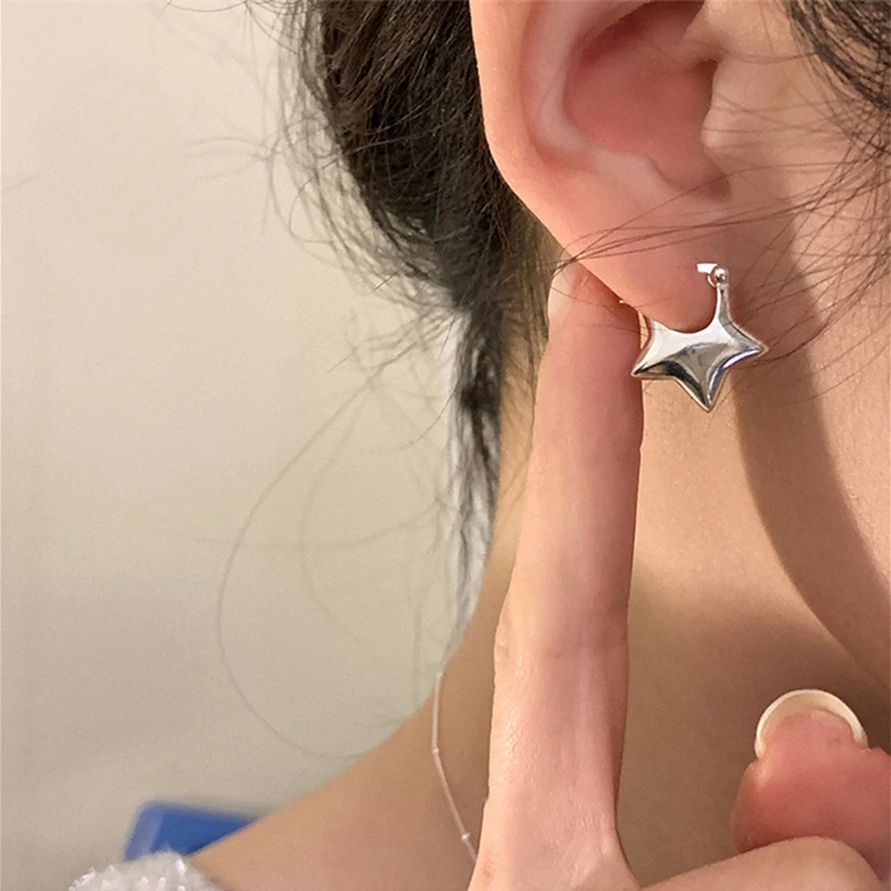 

Минималистичные серебряные корейские Звездные Кольца устойчивые к потускнению серьги для женщин серьги-капельки пирсинг аксессуары ювелирные изделия подарок