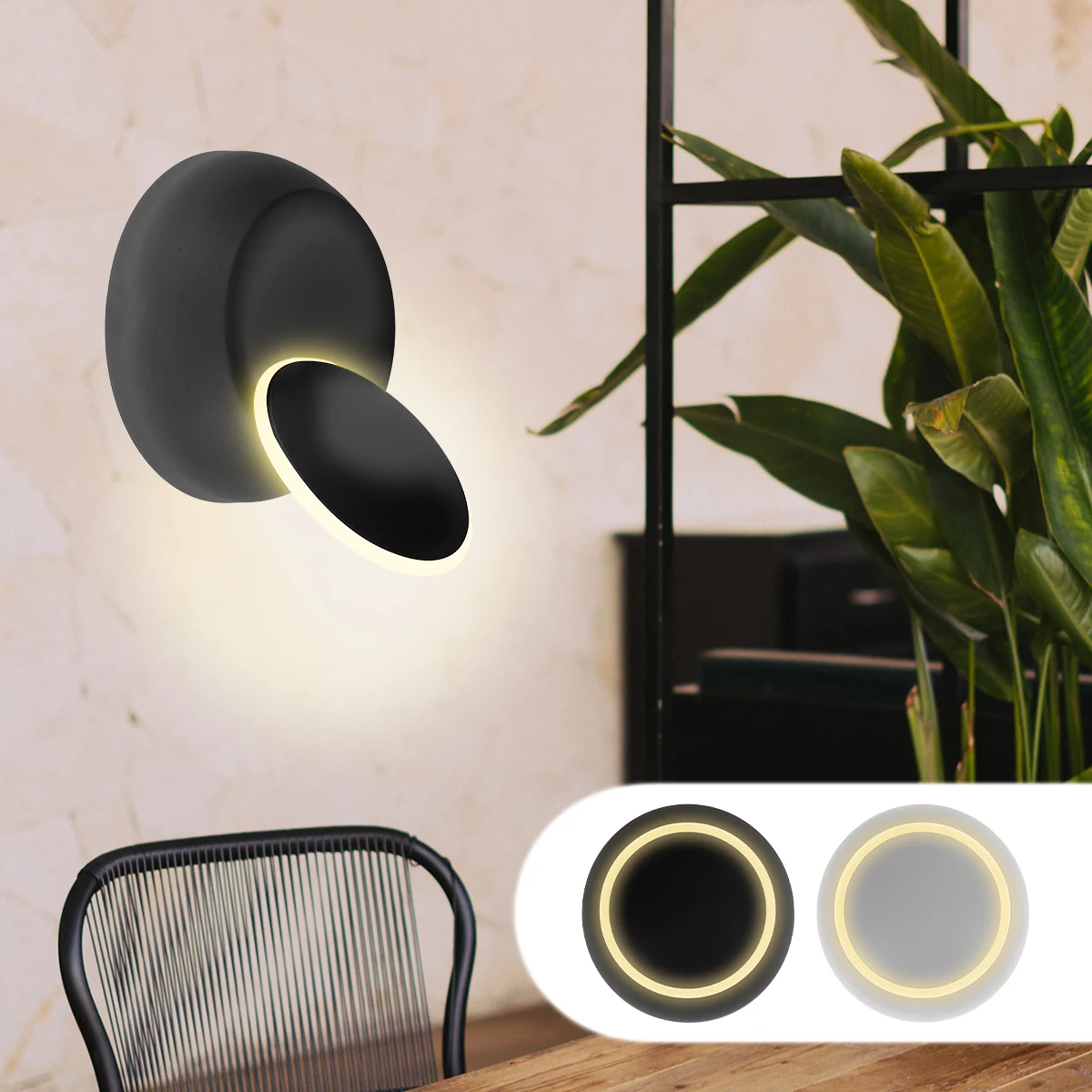 

New Crescent Wall Lamp 5W Modern Minimalist LED Stair Wall Lamp 350°Rotation Nordic Hallway Fixture with Warm Light
