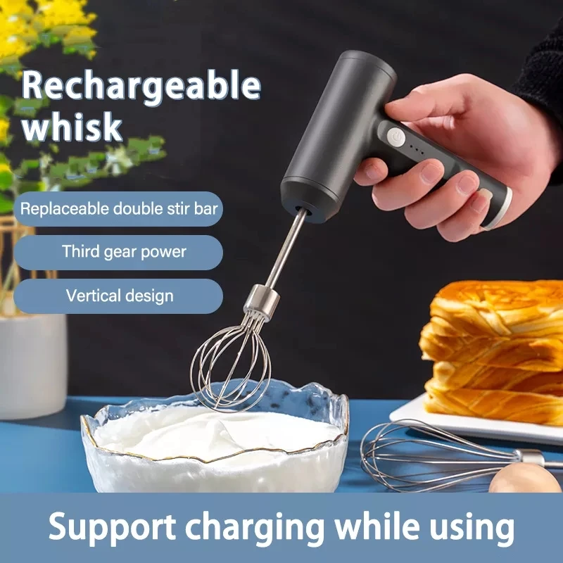 

Electric Wireless Mini Mixer Egg Beater Milk Frother 3 Speed Handheld Mixer USB Charging Automatic Egg Cream Milk Frother Mixer