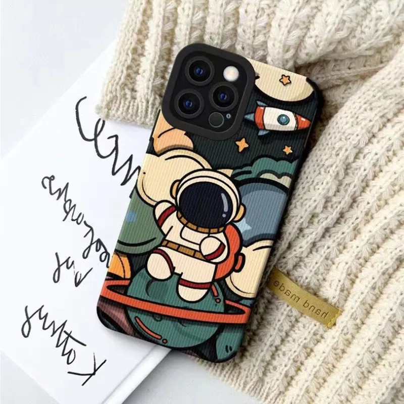 

cute astronaut phone case for iphone 11 13 pro max 12 mini 14 plus 7 8 se2 back cover for iphone xr xs max x shell bumper shield