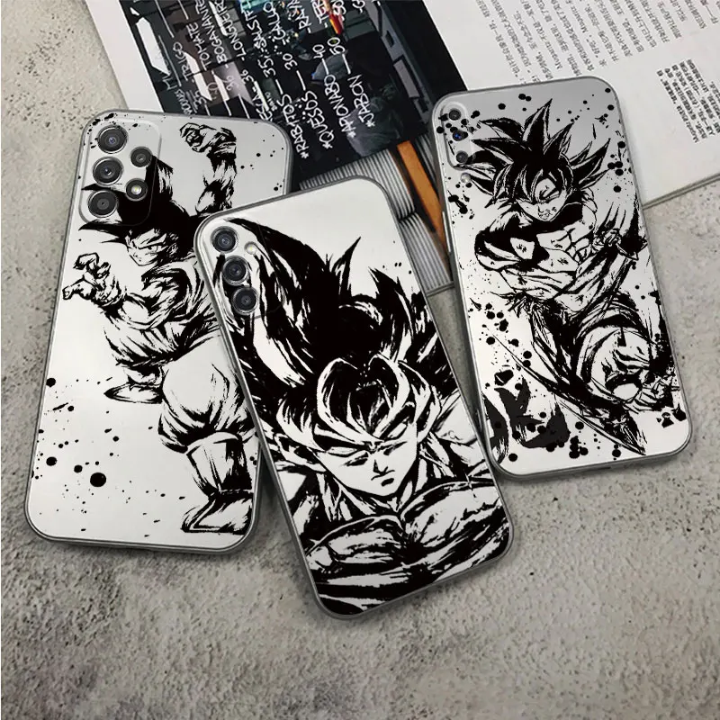 

Dragon-Ball Goku Cell Phone Case for Samsung A73 A53 A52 A51 A50 A72 A71 A32 A33 A30 A31 A42 Metal Feel Silver Plating Cases