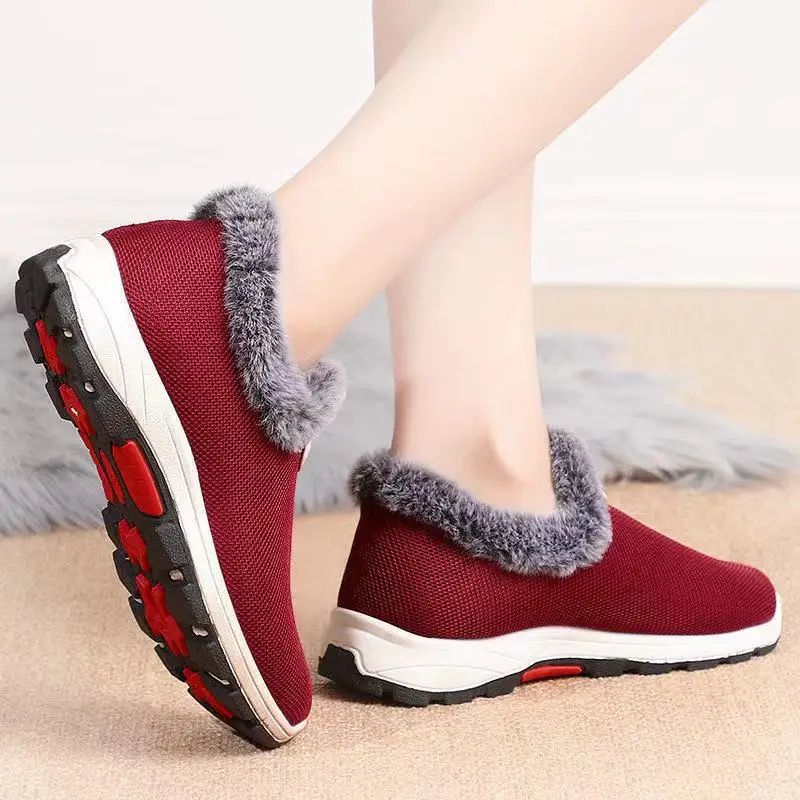 Hot Winter Ladies Plus Velvet Thick Warm Cotton Shoes, One-step Lightweight Soft-soled Wear-resistant Women's Cotton Boots