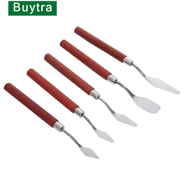 5Pcs Stainless Steel Artist Painting Palette Knife Spatula Oil Painting Paint Art Craft Metal Spatula Set Perfect Practical