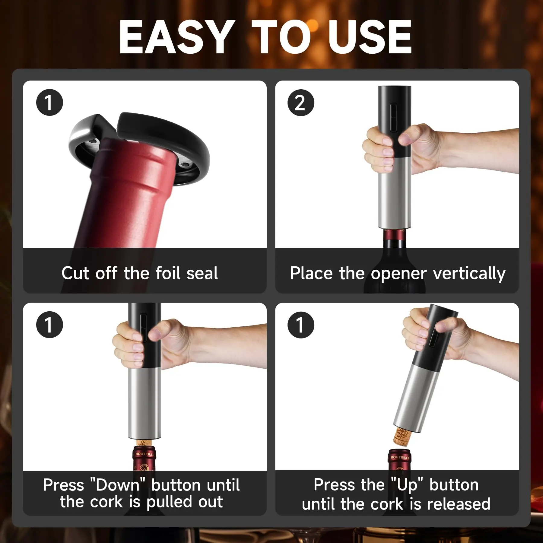 Электрическая открывалка для бутылок вина 4 в 1 перезаряжаемые открывалки