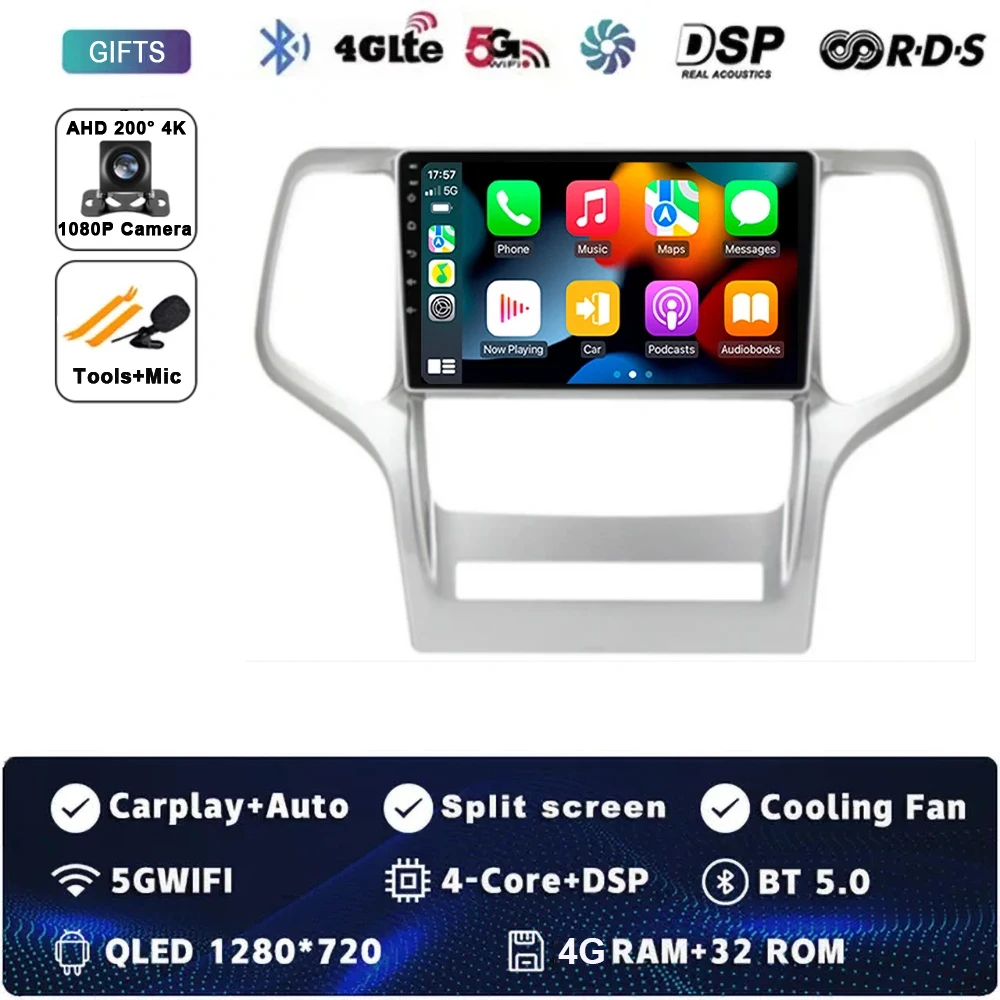 

Автомобильный редо Android 15, для Jeep Grand Cherokee 2008 2009 2010 2011 2012 2013, мультимедийный стереоплеер, навигация, GPS, авторадио, DSP