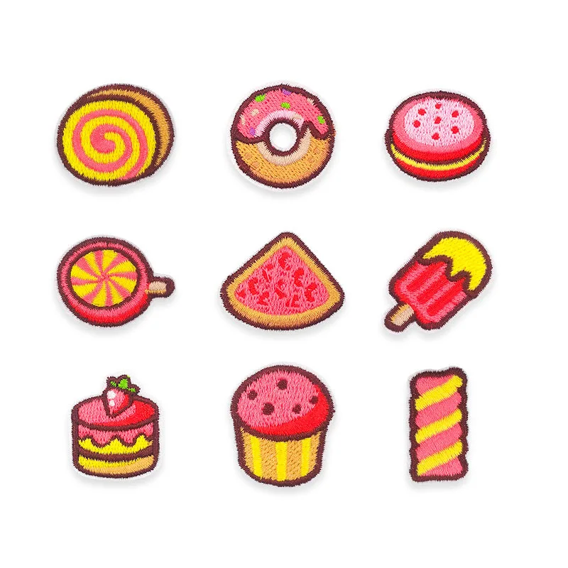 

Dessert Cake Donut Patch Mini Embroidery Hot Melt Adhesive Stickers for Shoes Socks Bag Clothing Accessories Decorative Patches