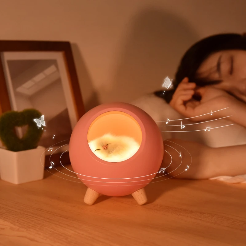 

Creative Cute Little Cute Cat House Night Light Cute Kitten Bedside Sleeping Lamp USB Charging Touch Atmosphere Lamp