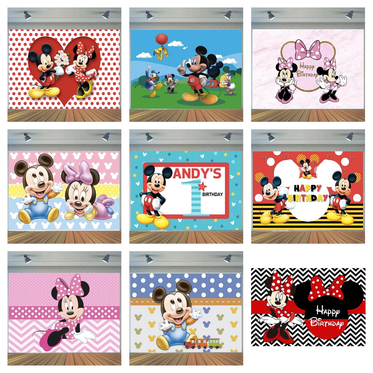 

Disney Baby Mickey Mouse Minnie Photography Background Children Birthday Party Celebrate Decor Backdrop Photo Studio Customize