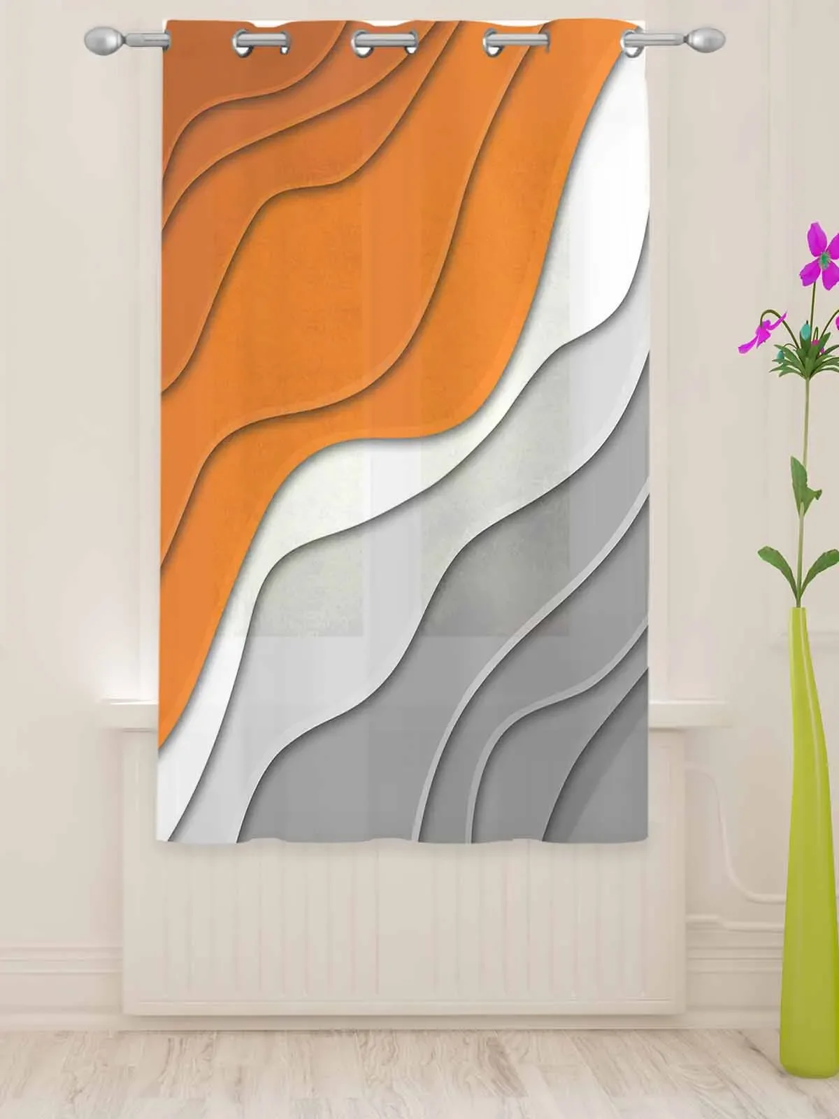 Роскошные тюлевые шторы с абстрактным градиентом оранжевого и серого цвета для