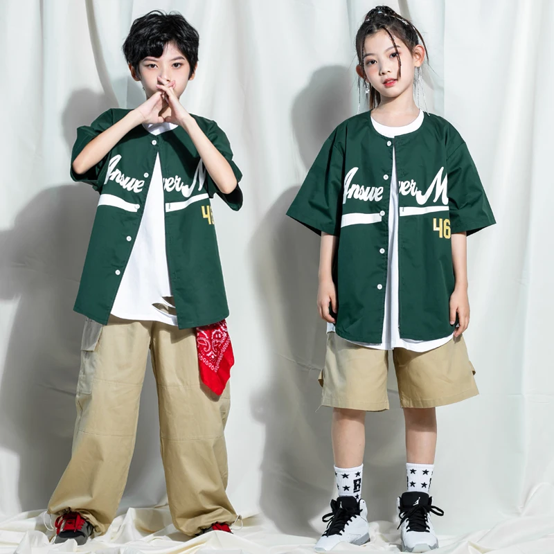 

Kids Hip Hop dancing Clothing Cardigan Shirt Jacket Baggy Pants For Girls Boys Jazz Dance Costumes Streetwear Show Clothes