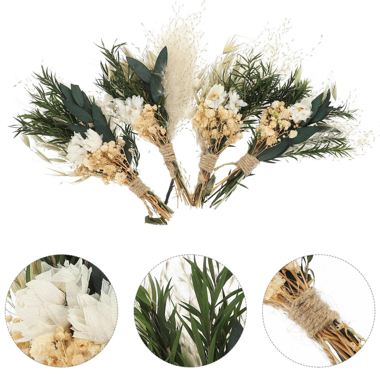 

4 Bundles of Vase Dried Preserved Flowers Decorative Dried Flower Bouquets