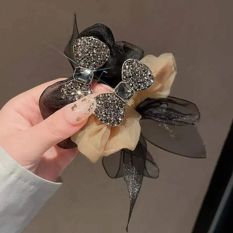 

Woman Rhinestone bow Elastic Hair Ties Fashion Korean Hairband Scrunchies Girls Ponytail Holders Rubber Band Hair Accessories