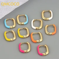 qmcoco 2022 new style trendy silver color colorful charm hoop earring for women party wedding fashion fine jewelry accessories