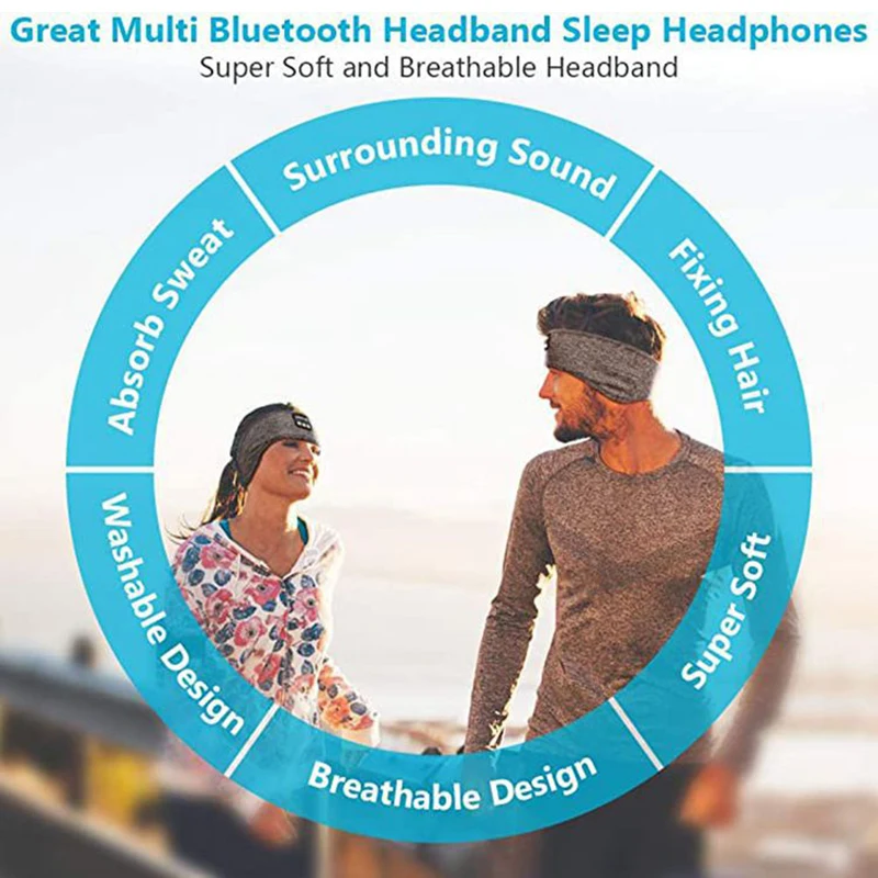 Фото Bluetooth наушники для сна Беспроводная музыкальная спортивная повязка на голову для наушников тонкая мягкая эластичная моющаяся маска для гла... №5