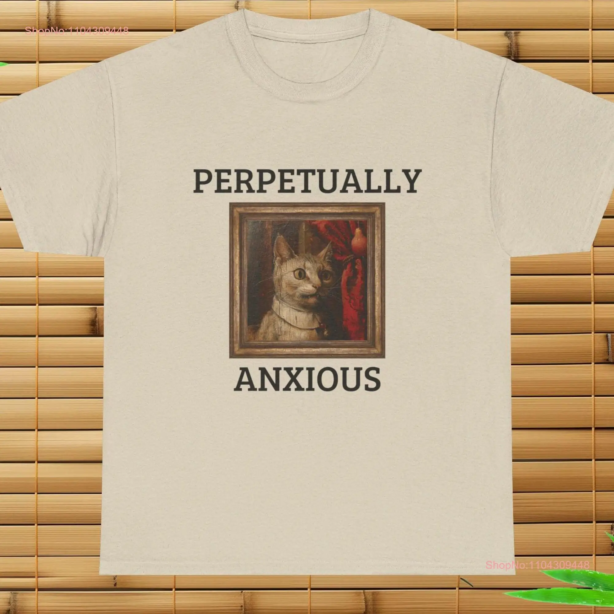 Футболка с изображением кота Perpetually Anxious тревога забавные животные кошки длинные