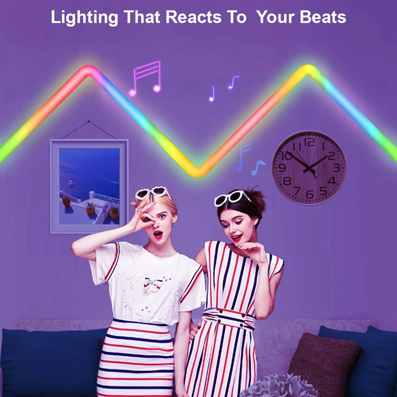 Фото Светодиодная лента Tuya WIFI RGB IC Glide для настенного освещения, синхронизация с музыкой, управление через приложение, голосовое управление, вилка EU - VVNB №5