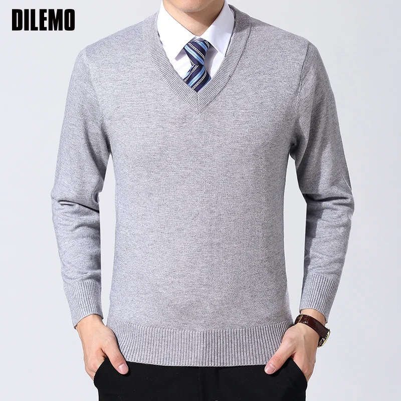 

2023 New Fashion Brand Sweater Mens Pullover V Neck Slim Fit Jumpers Knitting Thick Warm Autumn Korean Style Casual Mens Clothes