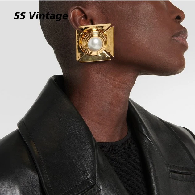 

Женские серьги-Клипсы из латуни и золота, с жемчугом