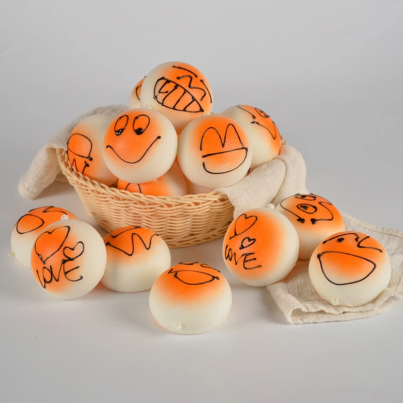 

10Pcs Simulated PVC Smiley Face Bread Photographic props Home furnishings Fake food Scene Microlandscape