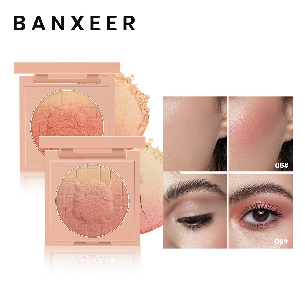 

BANXEER 6 Colors Embossed Gradient Blush Pallet Soft Tint Face Blush High Pigment Pink Shining Shadow Blush Makeup Powder