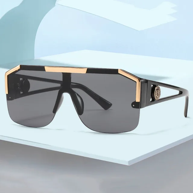 2023 Luxury Big Square Sunglasses Women Brand Designer Retro Blue Sun Glasses For Female Oversized Black Shades Oculos UV400 2