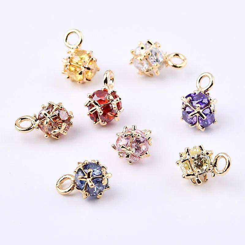 

Plated Gold Zircon Crystal Ball DIY Jewelry Accessories Handmade Earrings Pendant Earrings Necklace Bracelet Material Bag