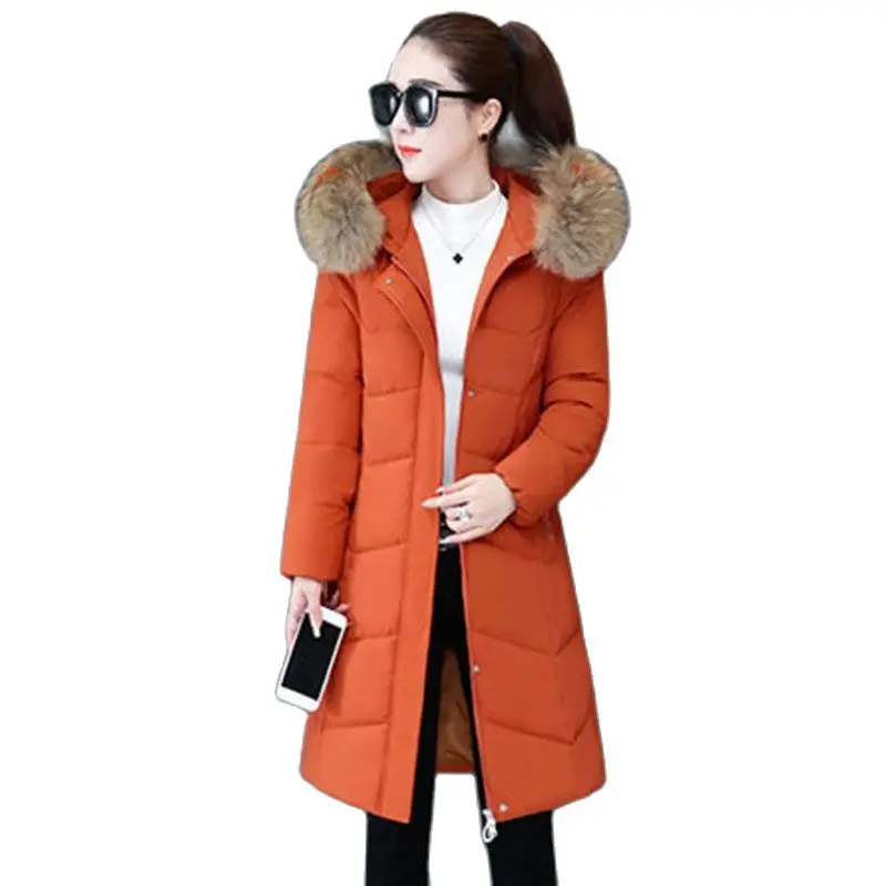 

Temperament hHooded Dhite Duck Down Jacket Women's Mid-length Slim Fit Fur Collar Loose Jacket 2022 Winter Warm Down Jacket Wome