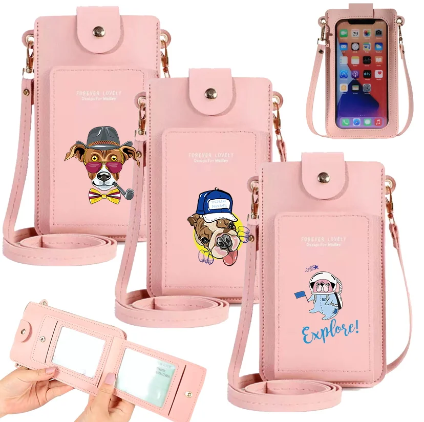 Купи Touch Screen Mobile Phone Bag Universal for IPhone/Huawei/LG Cell Case Wallet Women Crossbody Shoulder Bags Handbag Dog Printed за 269 рублей в магазине AliExpress