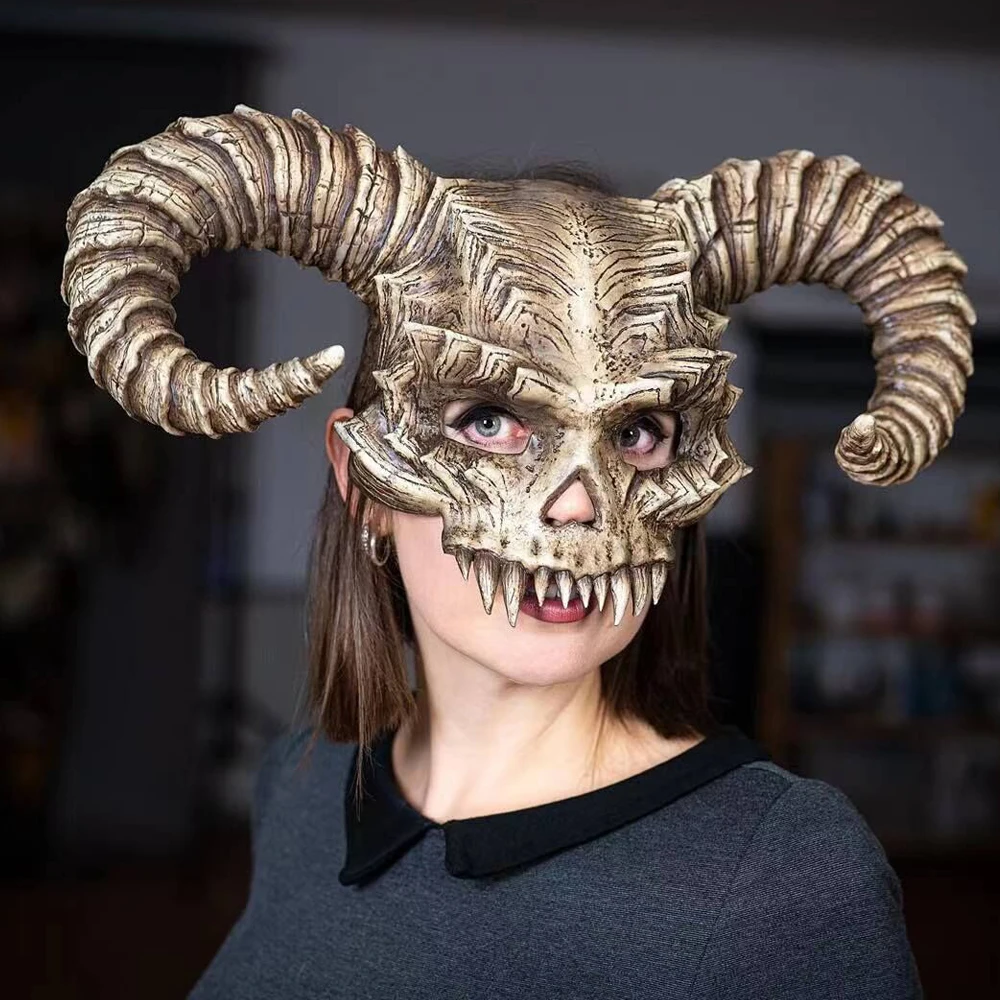 

Antelope Sheep Horn Headband Latex Mask Cosplay Animal Steampunk Headwear Halloween Masquerade Hairband Costume Props