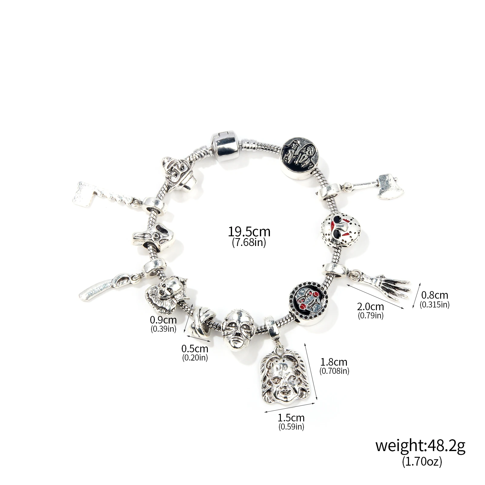 Металлический браслет ужасов Черная пятница с античной бронзовой пластиной