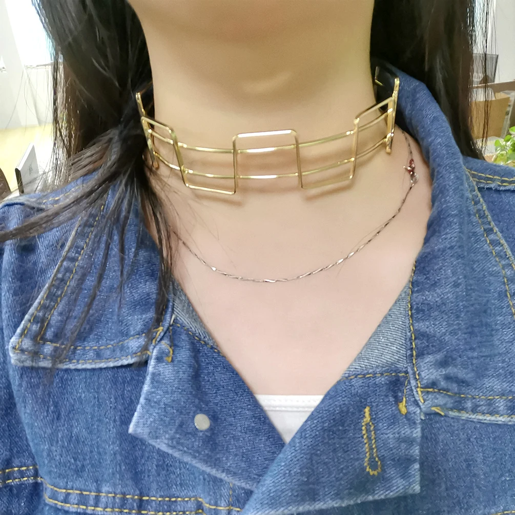 

Fashion Metal Torque Choker Necklace For Women 2023 Unique Design Alloy Chocker Collar Necklace Statement Jewelry Gold Color