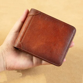 Minimalism RFID Blocking Genuine Leather Wallet for Men Business Credit Card ID Holder Money Clip Bag Wallet Purse Man 1