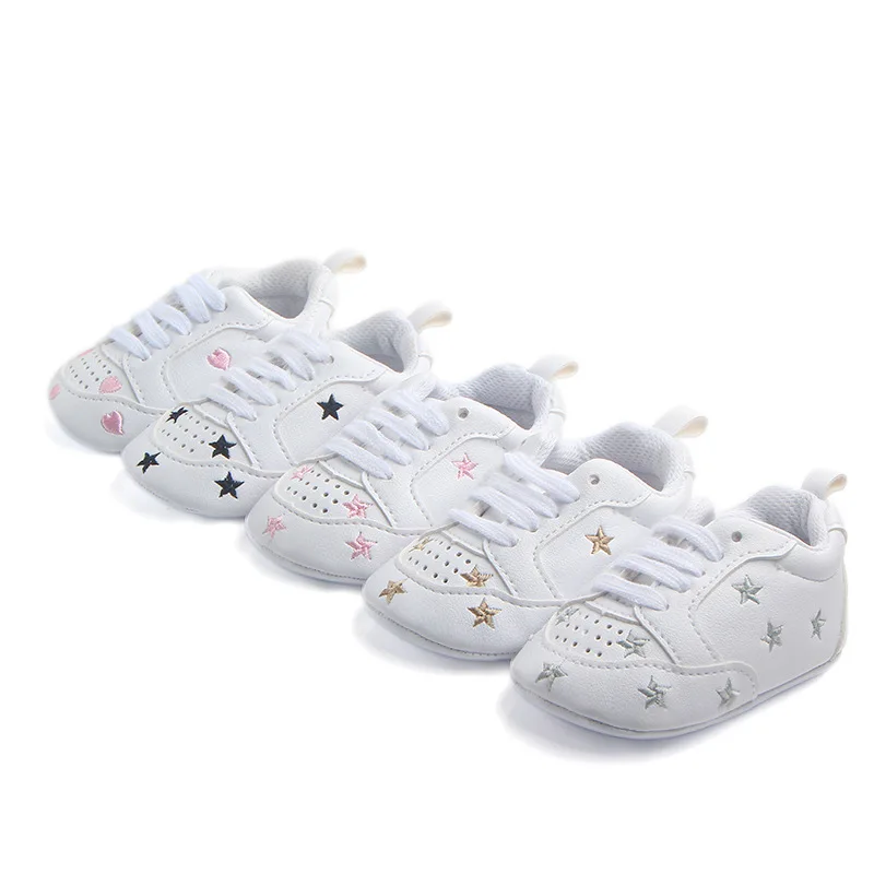 

Spring and Autumn new sports hearts five-star baby shoes toddler shoes soft-soled wavelet shoes white