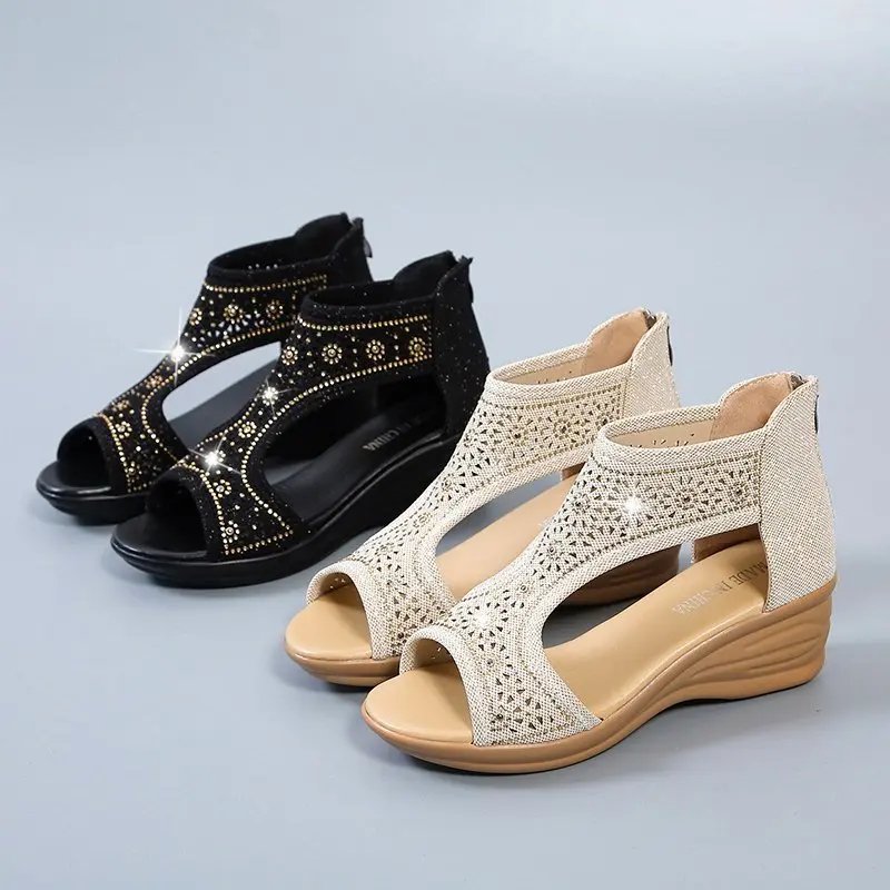 

2021 Summer Women Premium Orthopedic Open Toe Sandals Vintage Anti-slip Breathable Leather Casual Female Platform Retro Shoes