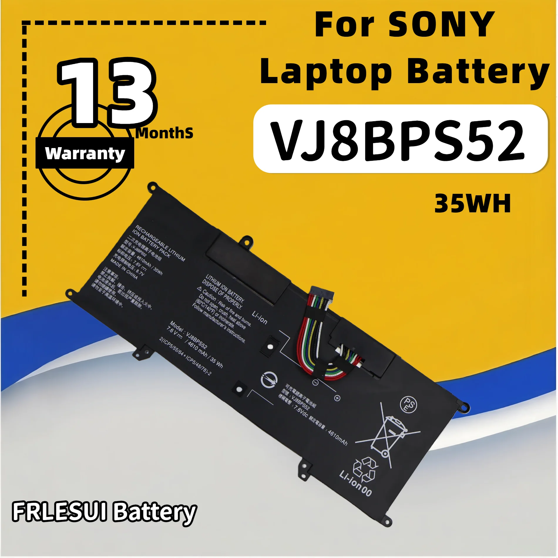 Фото Аккумулятор FRLESUI VJ8BPS52 для S13 VJS112C0911W VJS132C0711B VJS131C0211S VJS112C0111B, 35 Вт·ч, для ноутбука, гарантия 13 месяцев №2