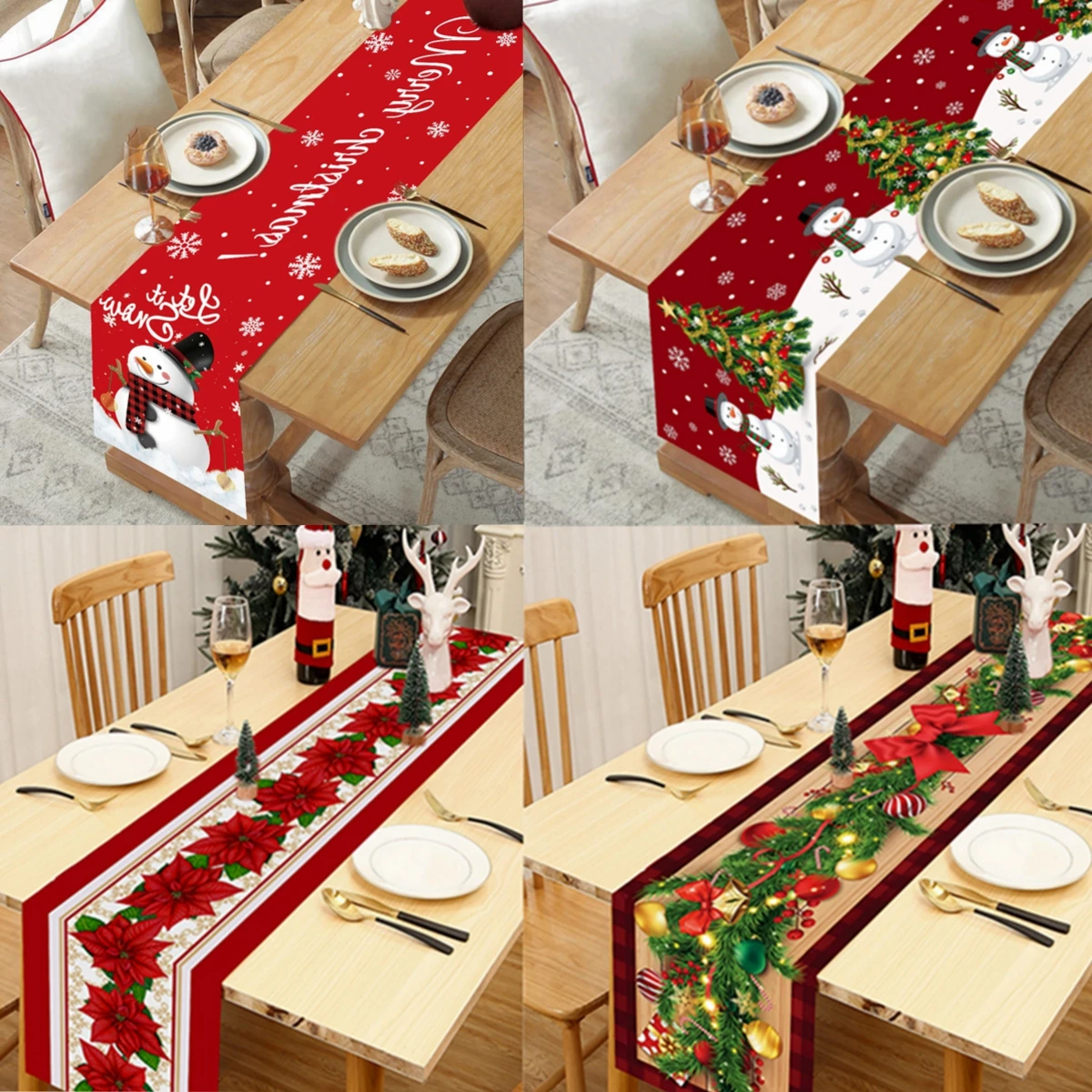 Christmas Table Runner Merry Christmas Decoration for Home Xmas Party Decor 2022 Navidad Notal Noel Ornament Happy New Year 2023