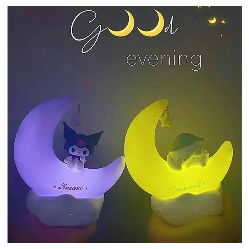 

PINK New Kawaii Sanrioed Cartoon Moon Nightlight Kuromi Cinnamoroll Anime Childrens Bedside Night Light Cute Kids Birthday Gift