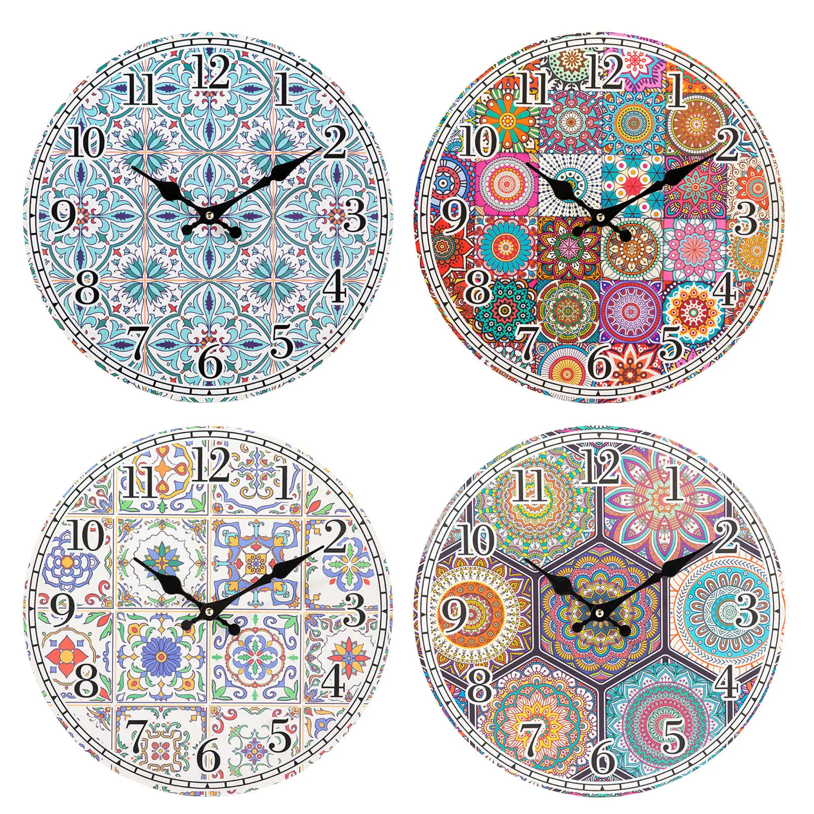 

Digital Silent Wall Clock 14 Inch Round Mandala Floral Wall Clocks Decorative Boho Art Clocks For Wall Battery Powered Unique