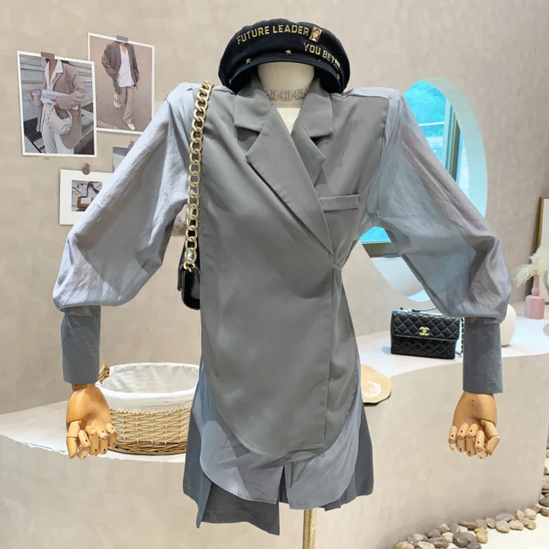 

Niche Design New Women's Clothing 2022 Summer Vintage Patchwork Top Loose Lace Up Thin Versatile Long Sleeved Shirt Blusas