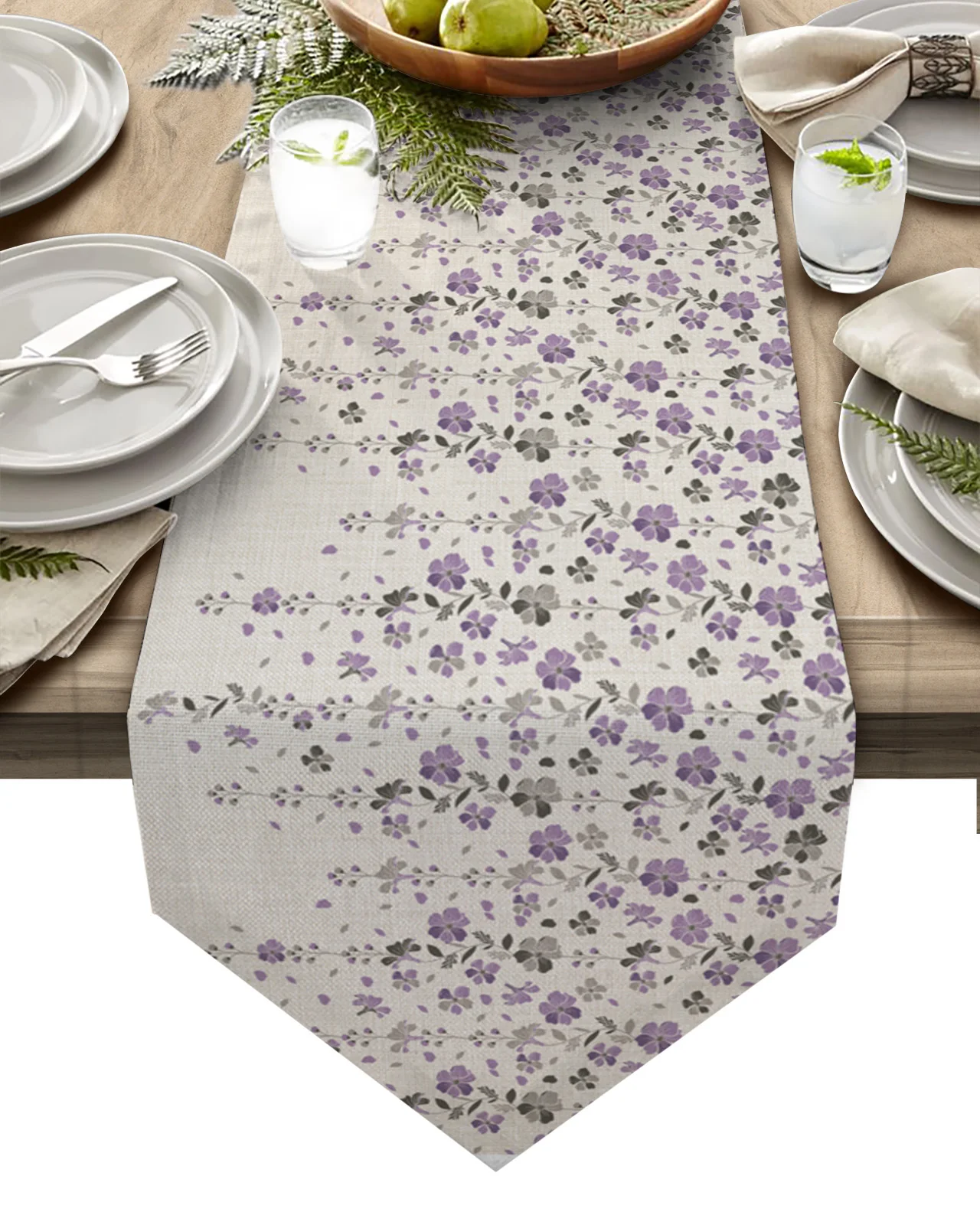 

Фиолетовая серая Цветочная скатерть из хлопка и льна для домашнего декора, свадебное украшение, скатерть, кухонные скатерти для стола