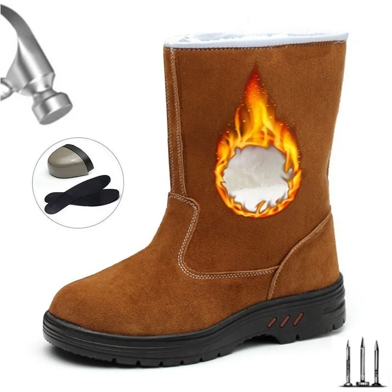

Boots Men Steel Toe Caps Anti-smashing Anti-piercing Safety Shoes Anti-scalding Welder Boots Winter Warm Work Boots