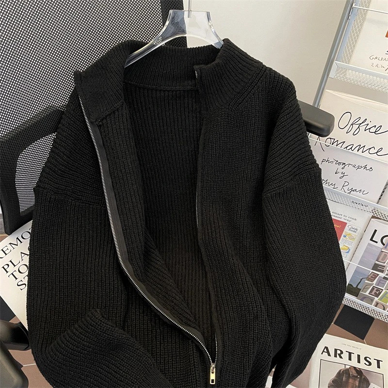 Американский винтажный свитер с высоким воротником мужской осенне-зимний модный