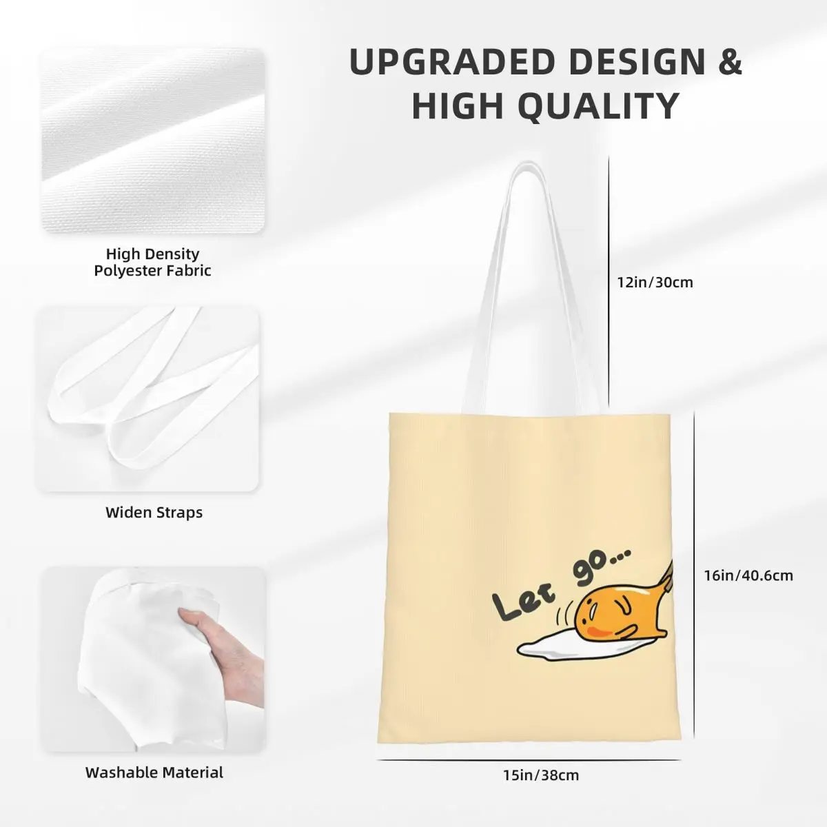 Холщовая большая сумка Gudetama с палочками для еды эстетичная модная большой