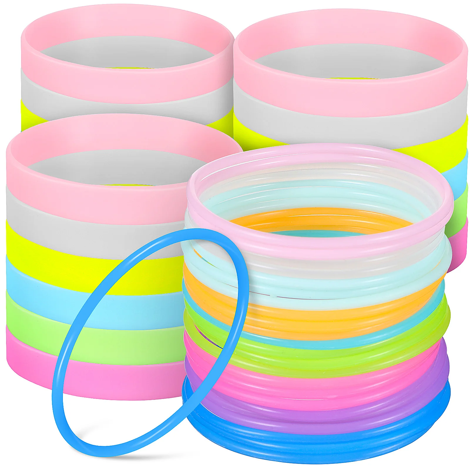 

48 Pcs Silicon Bracelet Glow In The Dark Bracelets Noctilucent Silicone Bands Wristband Headband
